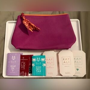 154- new makeup bag and #6 perfume samples (Ellis Brooklyn/kayali)